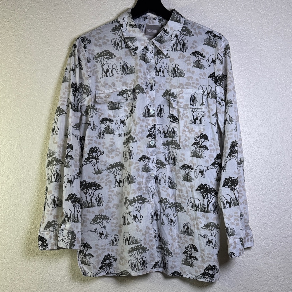 CHICO’S Women’s Safari Print Button-Up Shirt